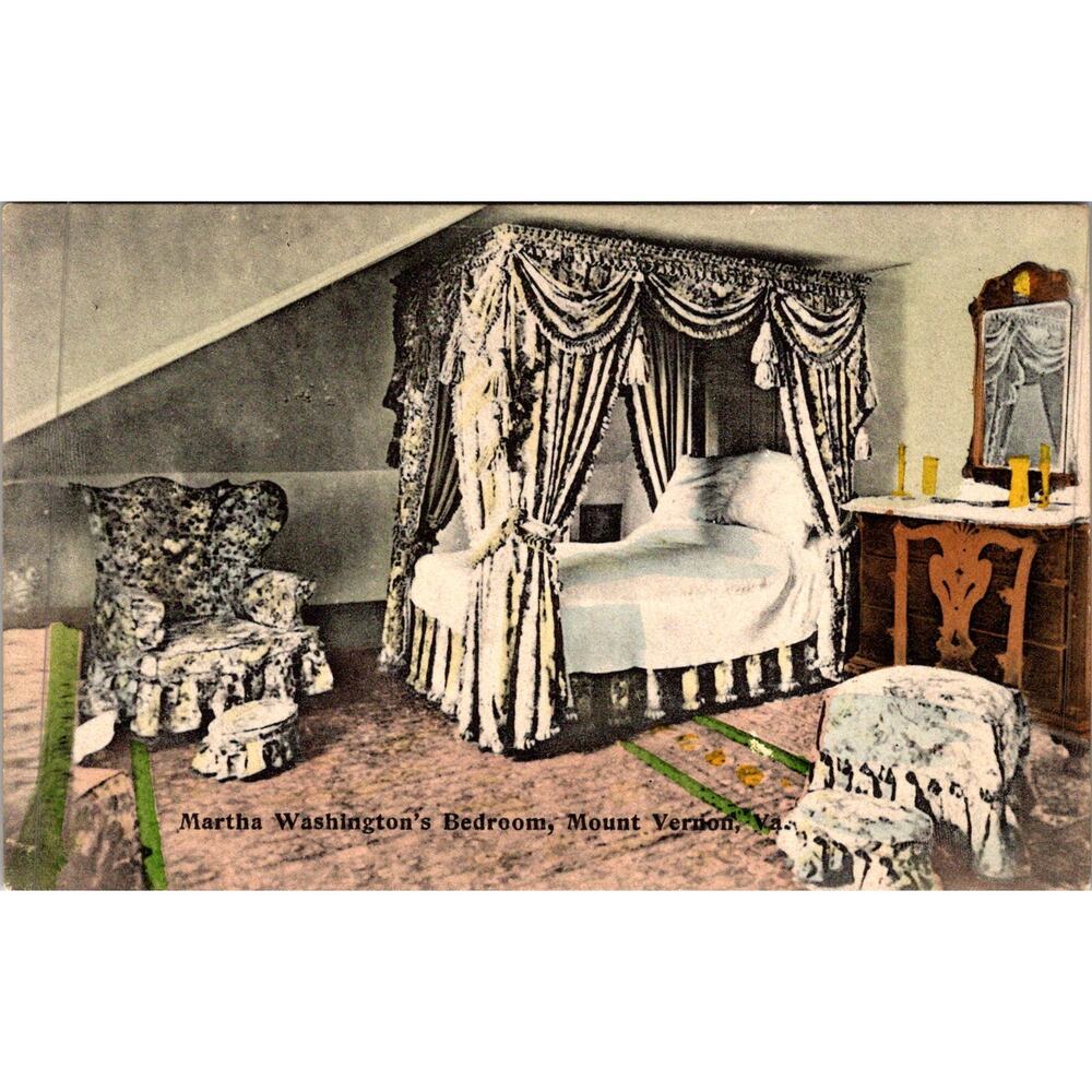 Martha Washington's Bedroom Mount Vernon VA Vintage Postcard SP17-24